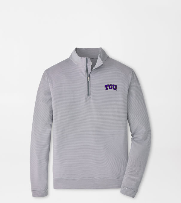 TCU Perth Sugar Stripe Performance Quarter-Zip in Iron/White