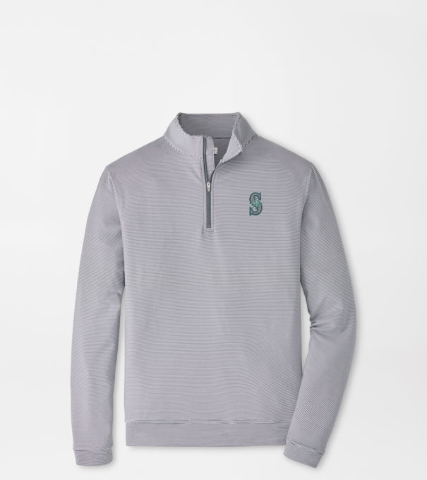 Seattle Mariners Perth Sugar Stripe Performance Quarter-Zip in Iron/White