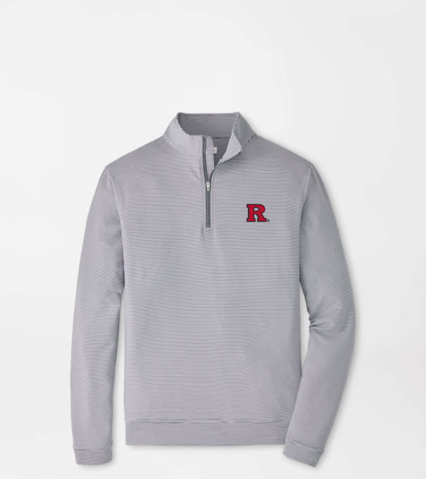 Rutgers Perth Sugar Stripe Performance Quarter-Zip in Iron/White