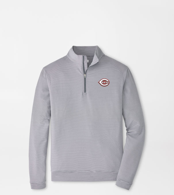 Cincinnati Reds Perth Sugar Stripe Performance Quarter-Zip in Iron/White