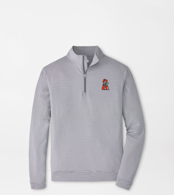 Oklahoma State Pistol Pete Perth Mini-Stripe Performance Pullover in Iron/White