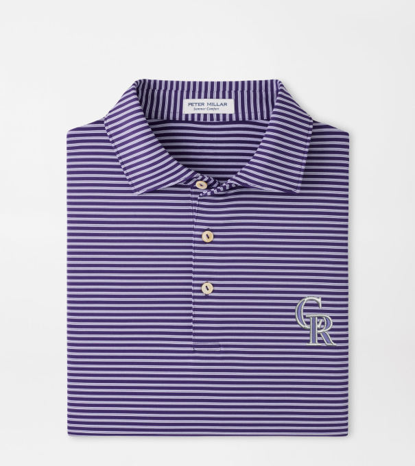 Colorado Rockies Tiebreaker Performance Jersey Stripe Polo in Purple2