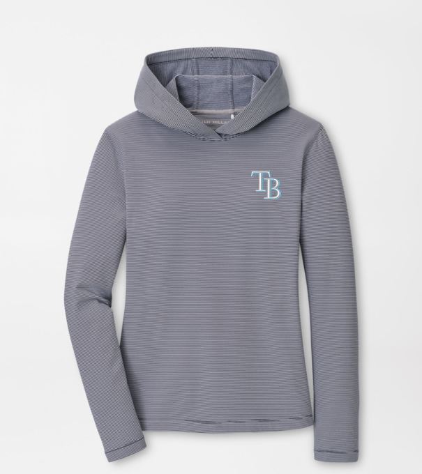 Tampa Bay Rays Women's Pine Sugar Stripe Performance Hoodie in Navy