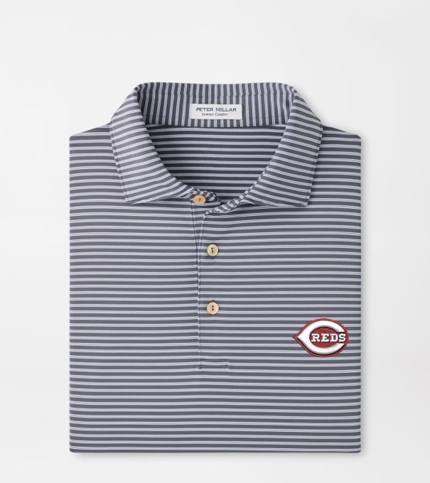Cincinnati Reds Tiebreaker Performance Jersey Stripe Polo in Iron