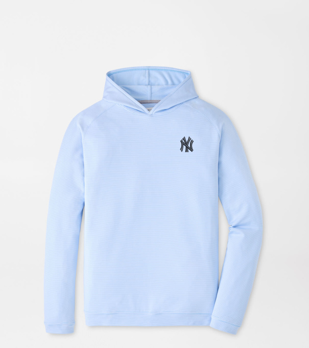 New York Yankees Pine Sugar Stripe Performance Hoodie in Cottage Blue