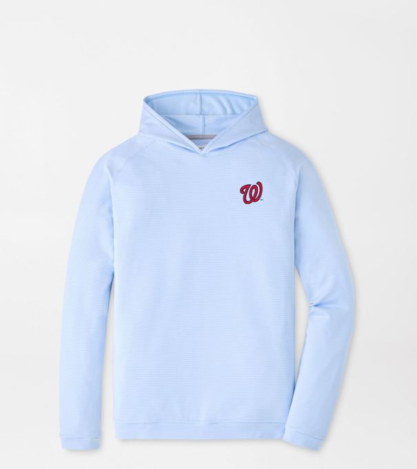 Washington Nationals Pine Sugar Stripe Performance Hoodie in Cottage Blue