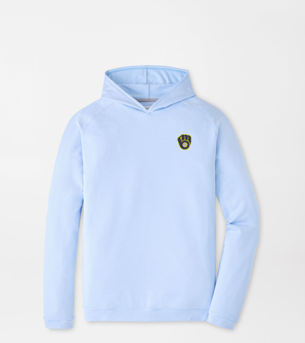 Milwaukee Brewers Pine Sugar Stripe Performance Hoodie in Cottage Blue