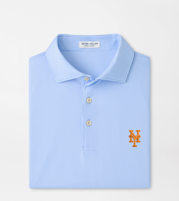 New York Mets Border Performance Jersey Polo in Cottage Blue