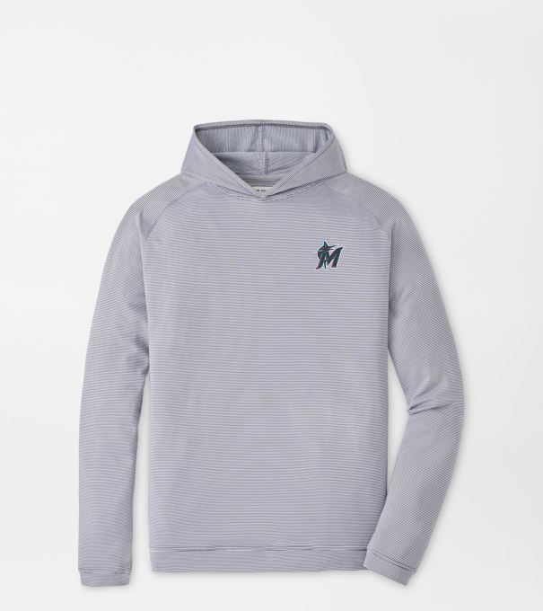 Miami Marlins Pine Sugar Stripe Performance Hoodie in Iron