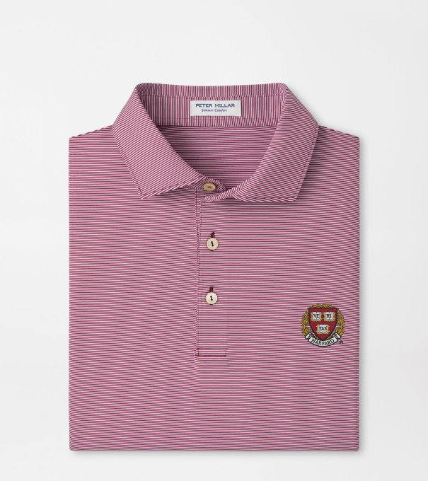Harvard Jubilee Stripe Performance Polo in Maroon2