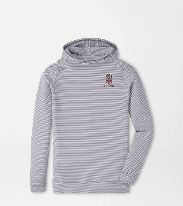 Brown University Pine Youth Sugar Stripe Performance Hoodie in Iron