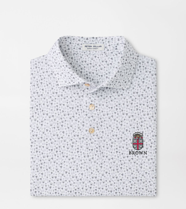 Brown University Buzzer Beater Performance Jersey Polo in White