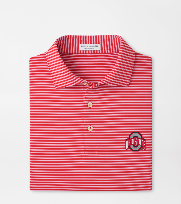 The Ohio State Tiebreaker Performance Jersey Stripe Polo in Red3
