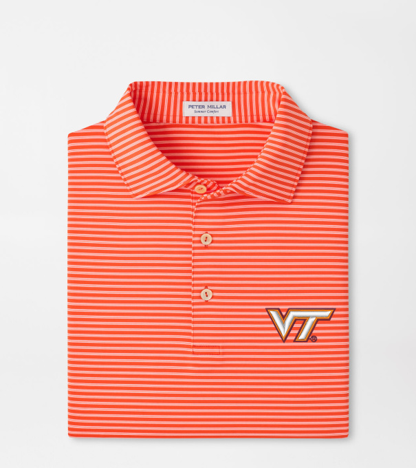Virginia Tech Tiebreaker Performance Jersey Stripe Polo in Orange6