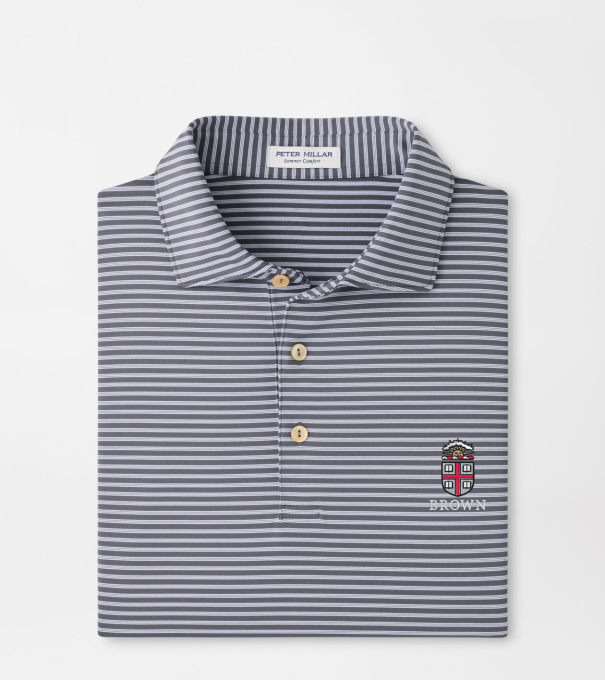 Brown University Tiebreaker Performance Jersey Stripe Polo in Iron