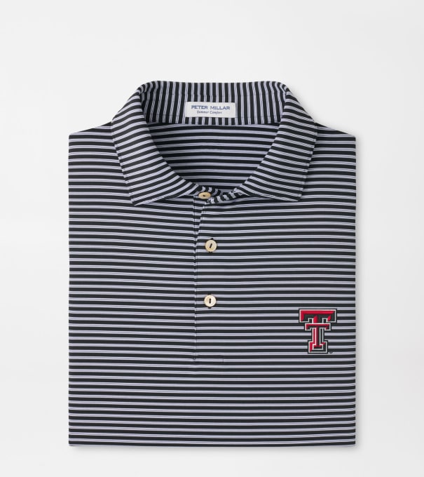 Texas Tech Tiebreaker Performance Jersey Stripe Polo in Black