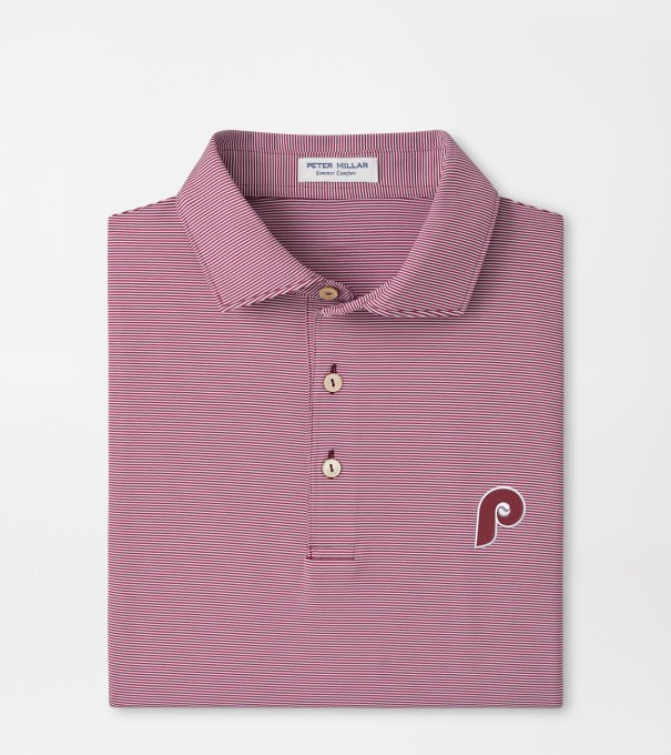 Cooperstown Philadelphia Phillies Jubilee Stripe Performance Polo in Maroon2