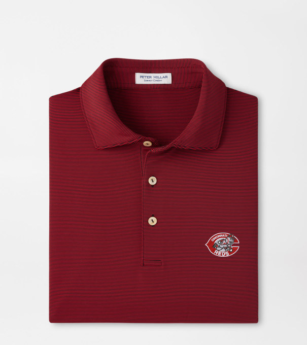 Cooperstown Cincinnati Reds Jubilee Performance Jersey Polo in Black / Red3