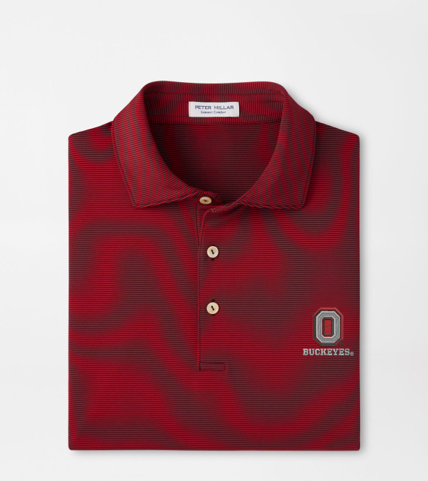The Ohio State University Vault Jubilee Performance Jersey Polo in Black / Red3