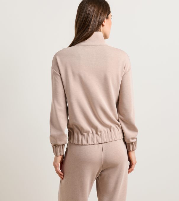 Flora Knit Melange Full-Zip Layer in CAMEL