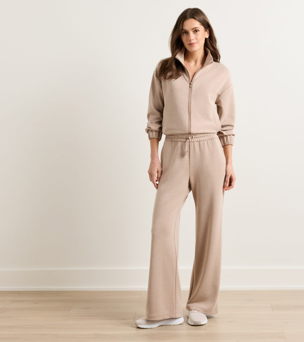 Flora Knit Melange Track Pant in CAMEL
