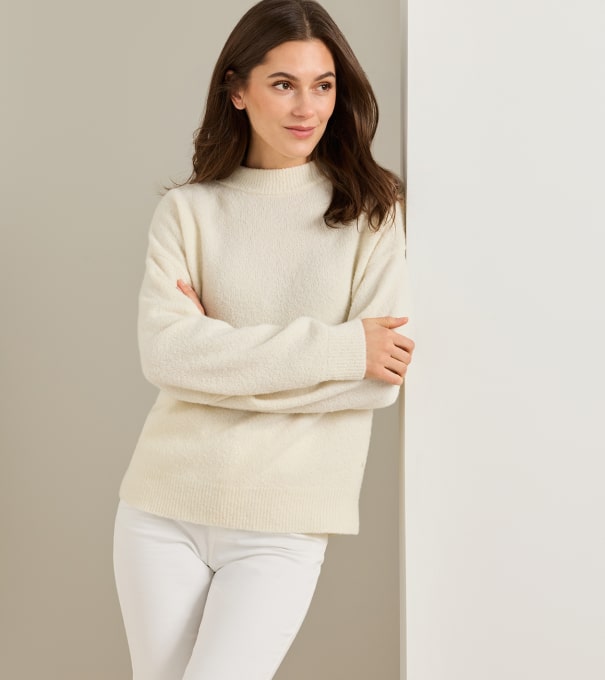 Ryan Boucl&eacute; High Crew Sweater in Ivory