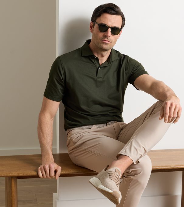 Solid Performance Jersey Polo in Dark Olive