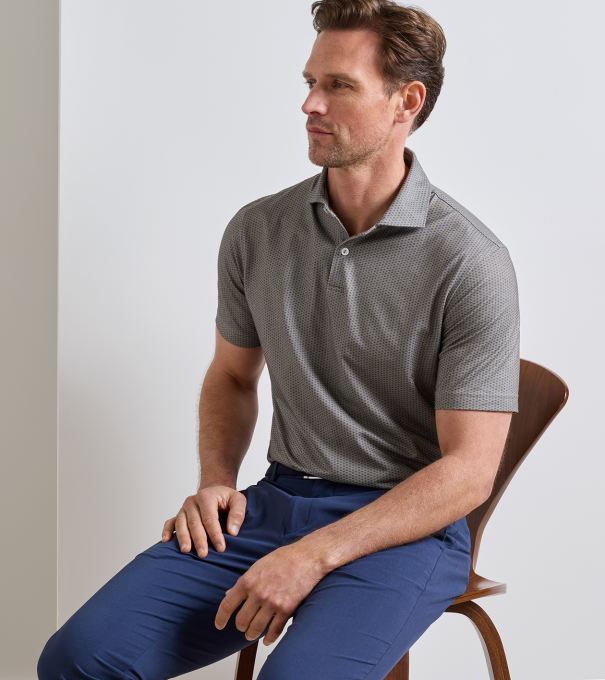 Albatross Diamond Cotton-Blend Piqu&eacute; Polo in Dark Olive