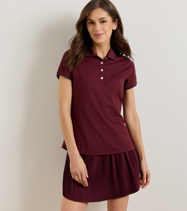 Canterbury Tipped Sport Mesh Short-Sleeve Polo in OXBLOOD / NAVY