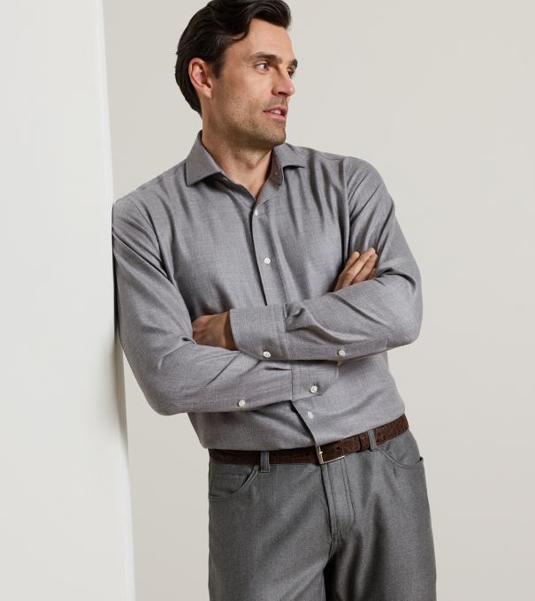 Artisan Crafted Cashmere Sport Shirt in Argento