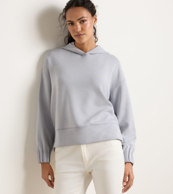 Flora Knit Melange Hoodie in Light Grey