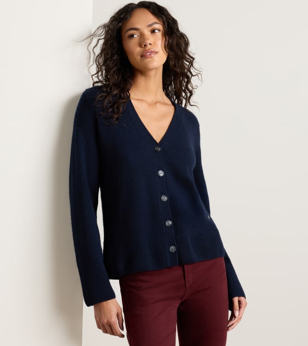 Langsford Button Cardigan in Navy