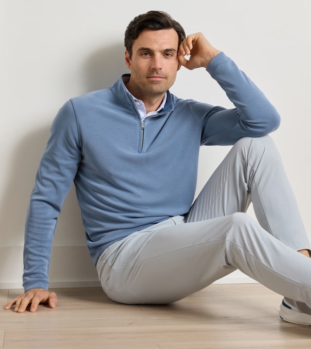 Soft Suede Performance Quarter-Zip in WINDY BLUE