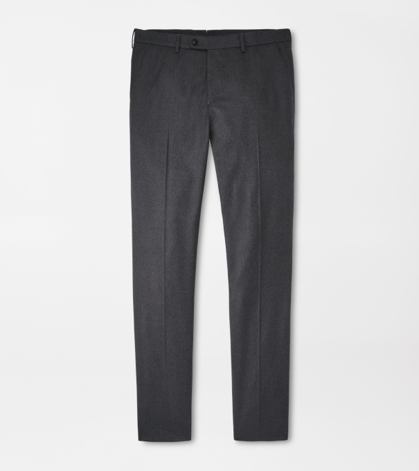 Byron Cashmere-Merino Flat Front Trouser in Charcoal