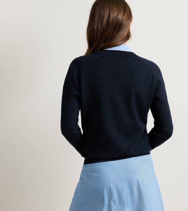 Solarspun Sport Merino V-Neck Sweater in Navy