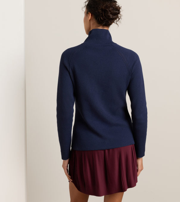 Coolspun Lite Cotton Ribbed Cardigan in Navy