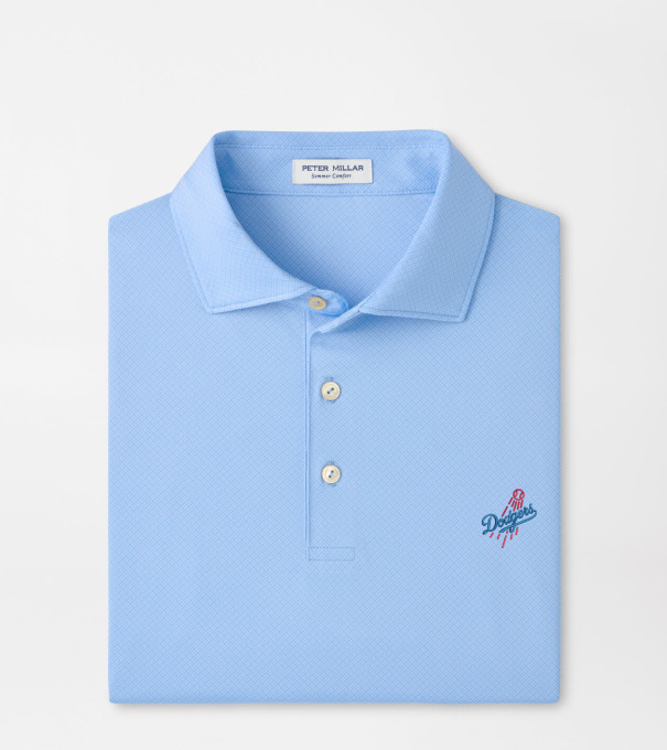 Cooperstown Los Angeles Dodgers Hugo Performance Jersey Polo in Cottage Blue