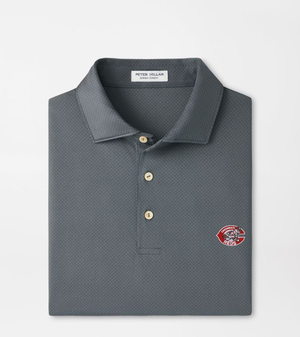 Cooperstown Cincinnati Reds Hugo Performance Jersey Polo in Iron