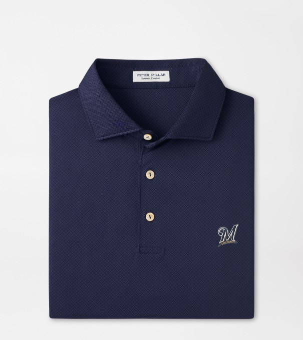 Cooperstown Milwaukee Brewers Hugo Performance Jersey Polo in Navy