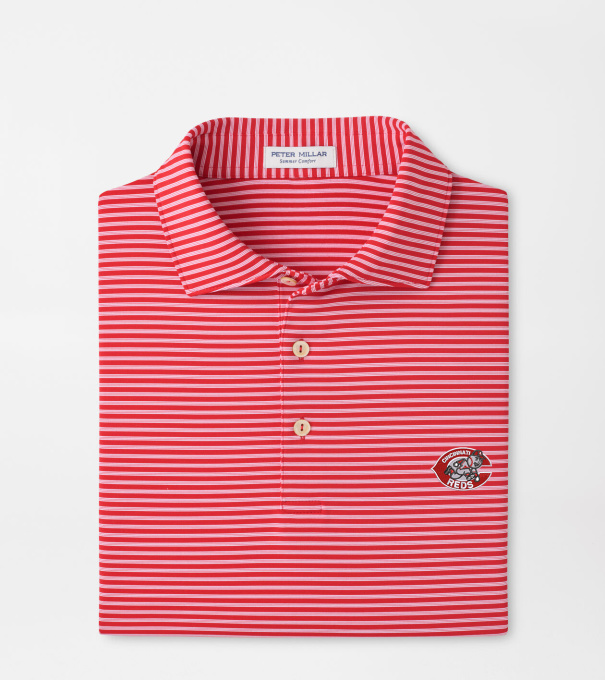 Cooperstown Cincinnati Reds Tiebreaker Performance Jersey Stripe Polo in Red3