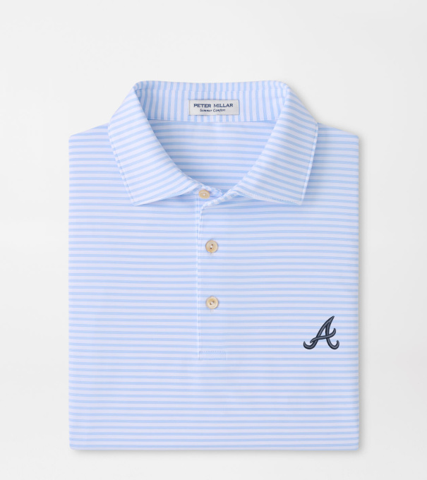 Atlanta Braves Tiebreaker Performance Jersey Stripe Polo in White