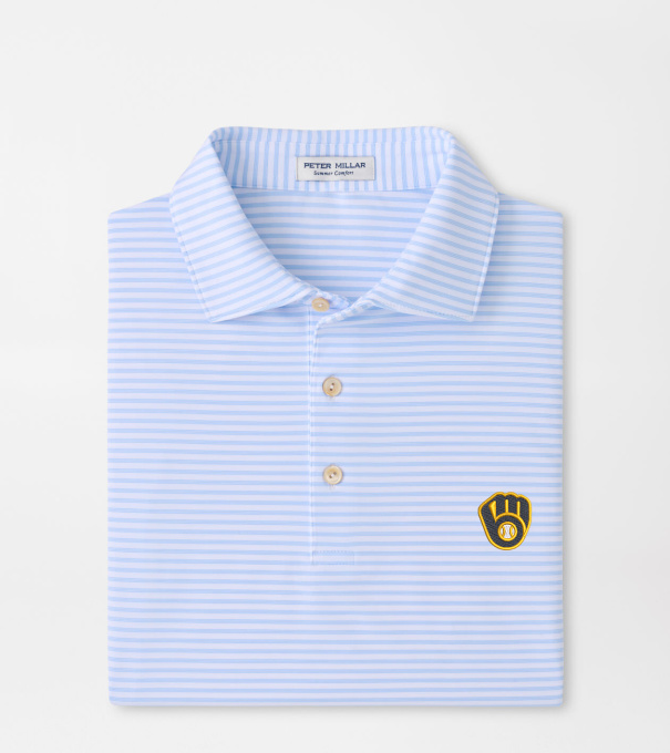 Milwaukee Brewers Tiebreaker Performance Jersey Stripe Polo in White