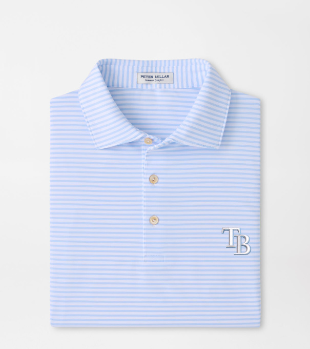 Tampa Bay Rays Tiebreaker Performance Jersey Stripe Polo in White
