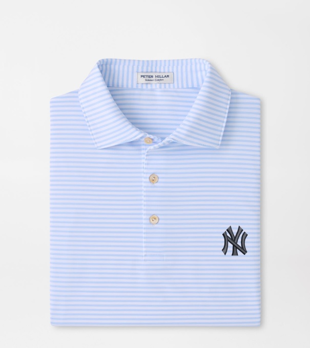 New York Yankees Tiebreaker Performance Jersey Stripe Polo in White