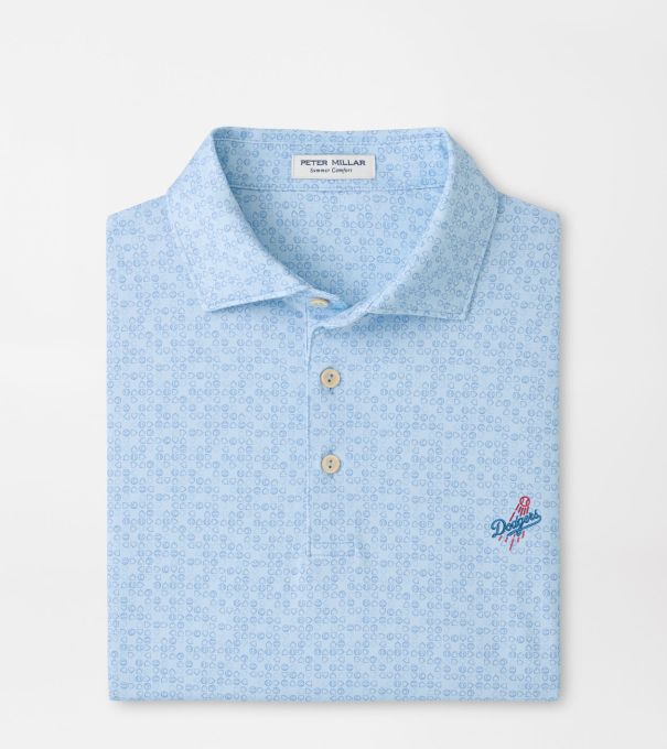 Cooperstown Los Angeles Dodgers Bases Loaded Performance Jersey Polo in PALE BLUE