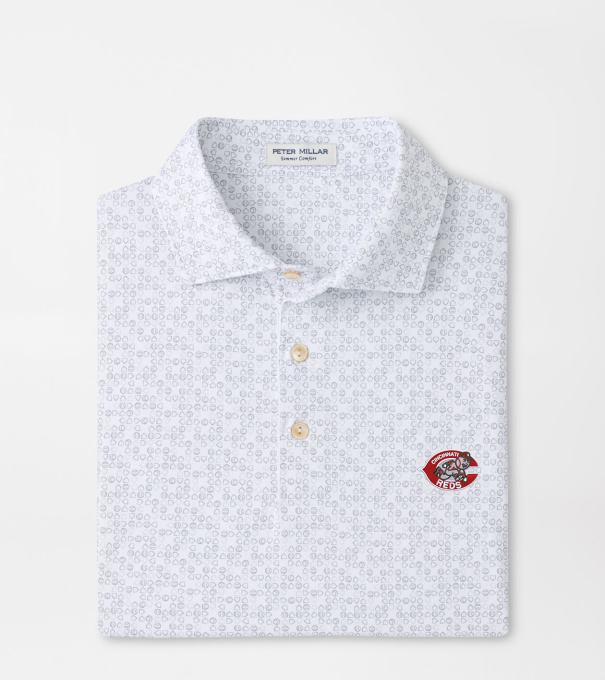 Cooperstown Cincinnati Reds Bases Loaded Performance Jersey Polo in White