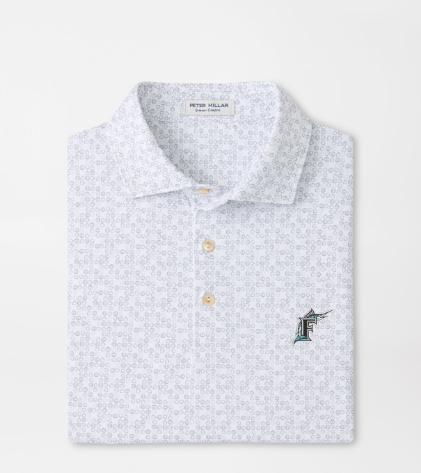 Cooperstown Miami Marlins Bases Loaded Performance Jersey Polo in White