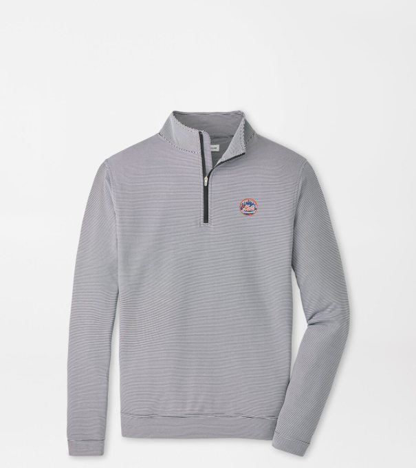 Cooperstown New York Mets Perth Sugar Stripe Performance Quarter-Zip in Black/White
