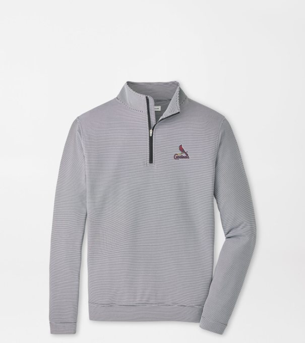 Cooperstown St. Louis Cardinals Perth Sugar Stripe Performance Quarter-Zip in Black/White