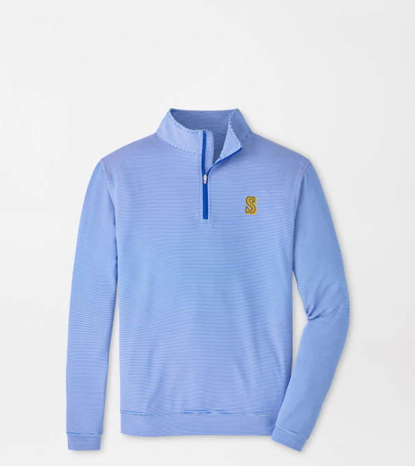 Cooperstown Seattle Mariners Perth Sugar Stripe Performance Quarter-Zip in Blue3/White